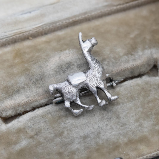 Vintage Sterling Silver Llama Brooch - Peru Silver Animal | Textured Silver Alpaca | Peruvian Souvenir Gift