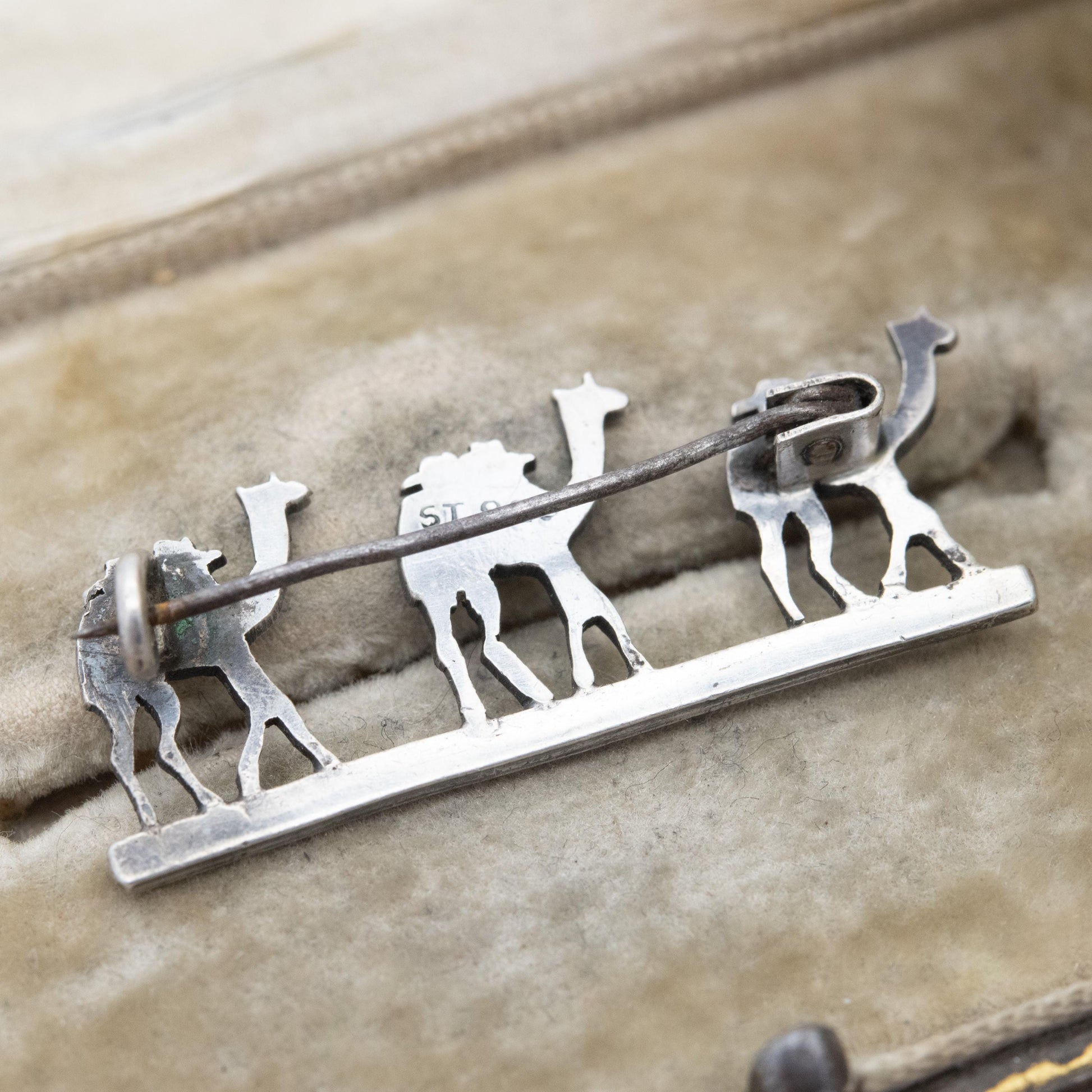 Vintage Sterling Silver Camel Train Brooch - Camel Caravan Sahara Desert Souvenir Brooch