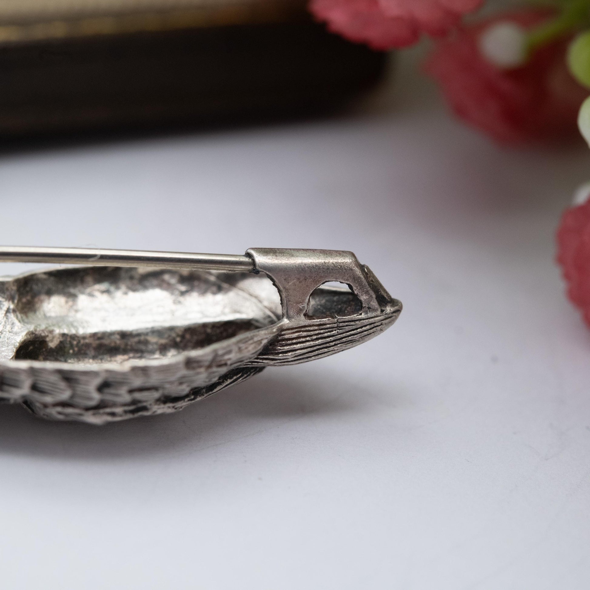 Vintage Sterling Silver Owl Brooch - Blue Stone Eyes | Gift for Animal Lover