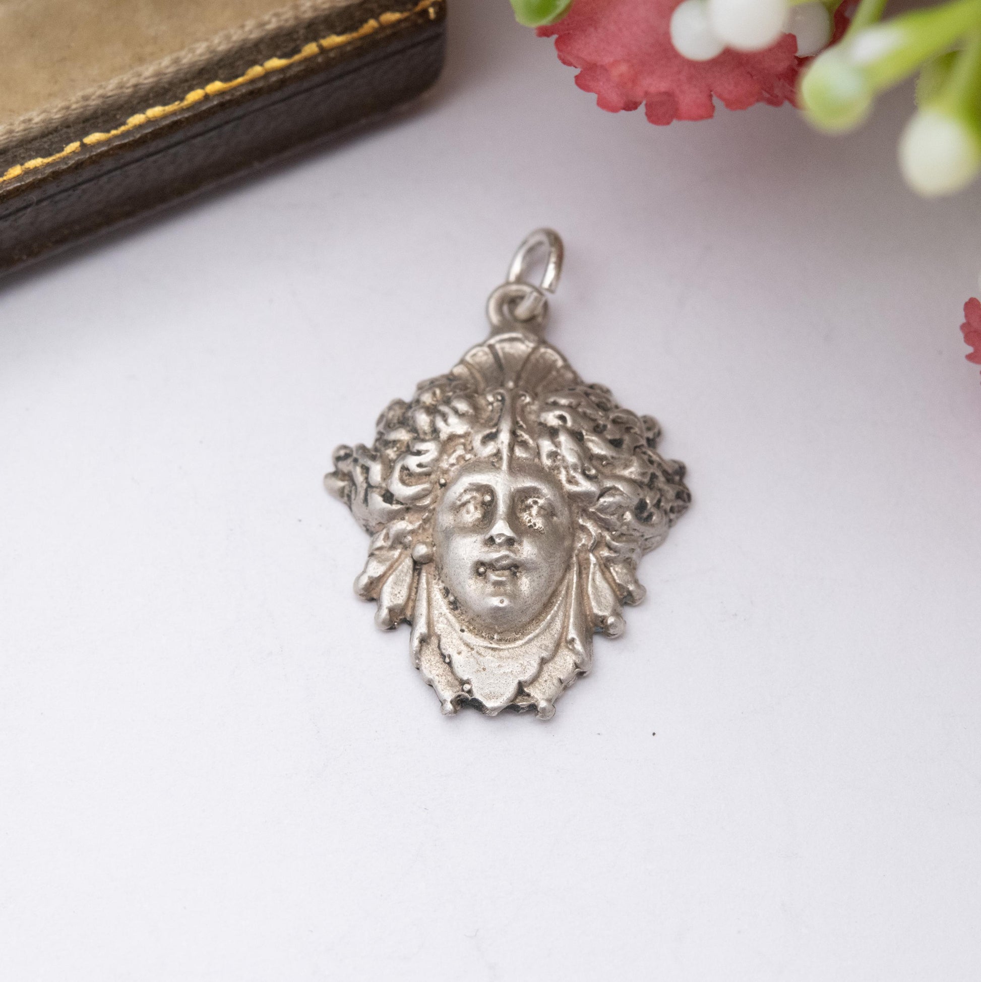 Vintage Sterling Silver Classical Style Head Pendant - Column Capital | Ancient Figure | Womans Head Design | Gift for Her