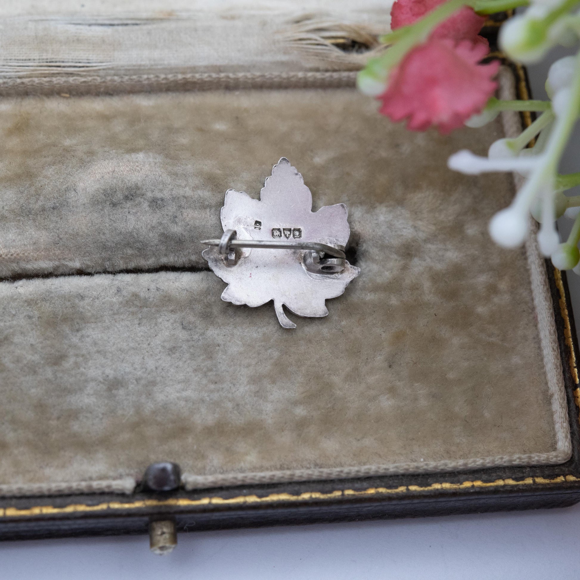 Antique Sterling Silver Canada Maple Leaf Brooch - Chester Silver Hallmarks | Silver Canadian Souvenir