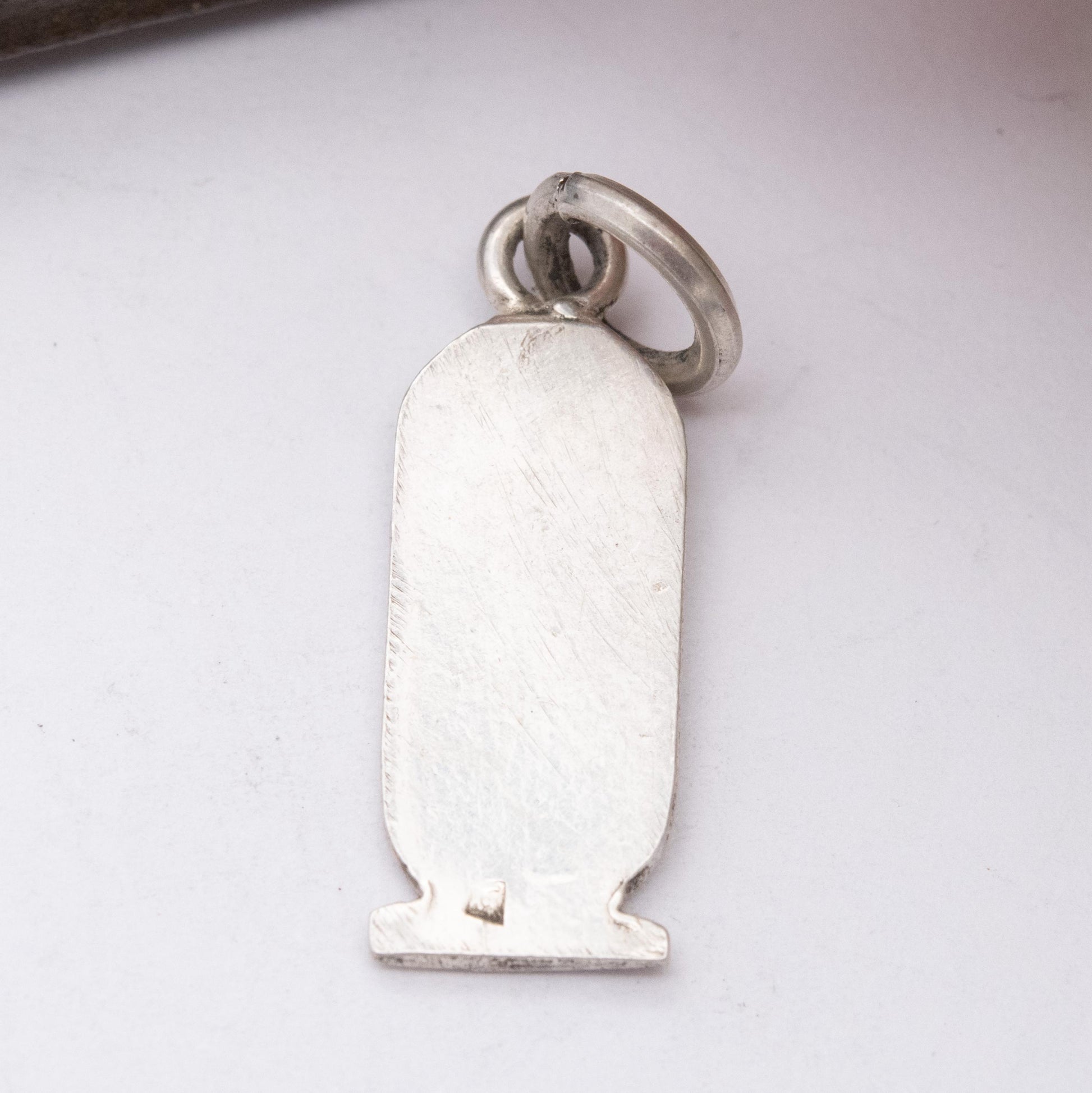 Vintage Silver Egyptian Cartouche Pendant with Hieroglyphs - Raised Relief Design Ancient Egypt Symbols