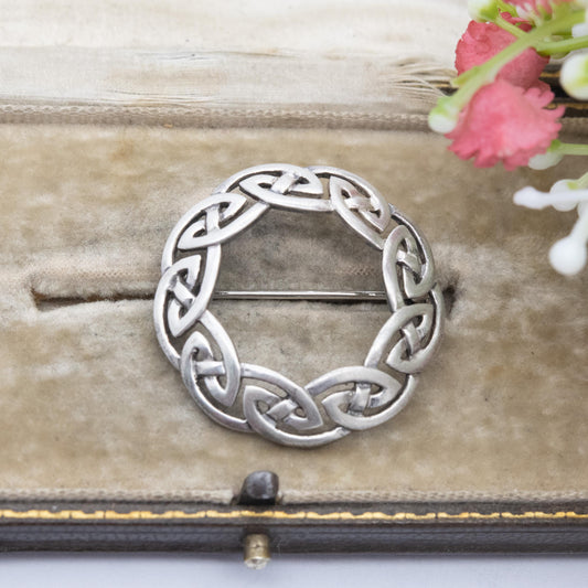 Vintage Sterling Silver Celtic Knot Brooch by Sea Gems - Solid Silver Infinity Loop | Knotted Circle | Unisex Gift
