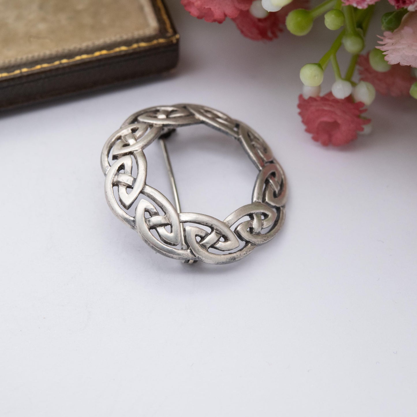 Vintage Sterling Silver Celtic Knot Brooch by Sea Gems - Solid Silver Infinity Loop | Knotted Circle | Unisex Gift