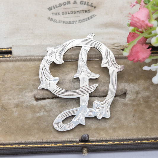 Vintage Mexican Sterling Silver D Initial Brooch - Ornate D Pin | Unisex Gift