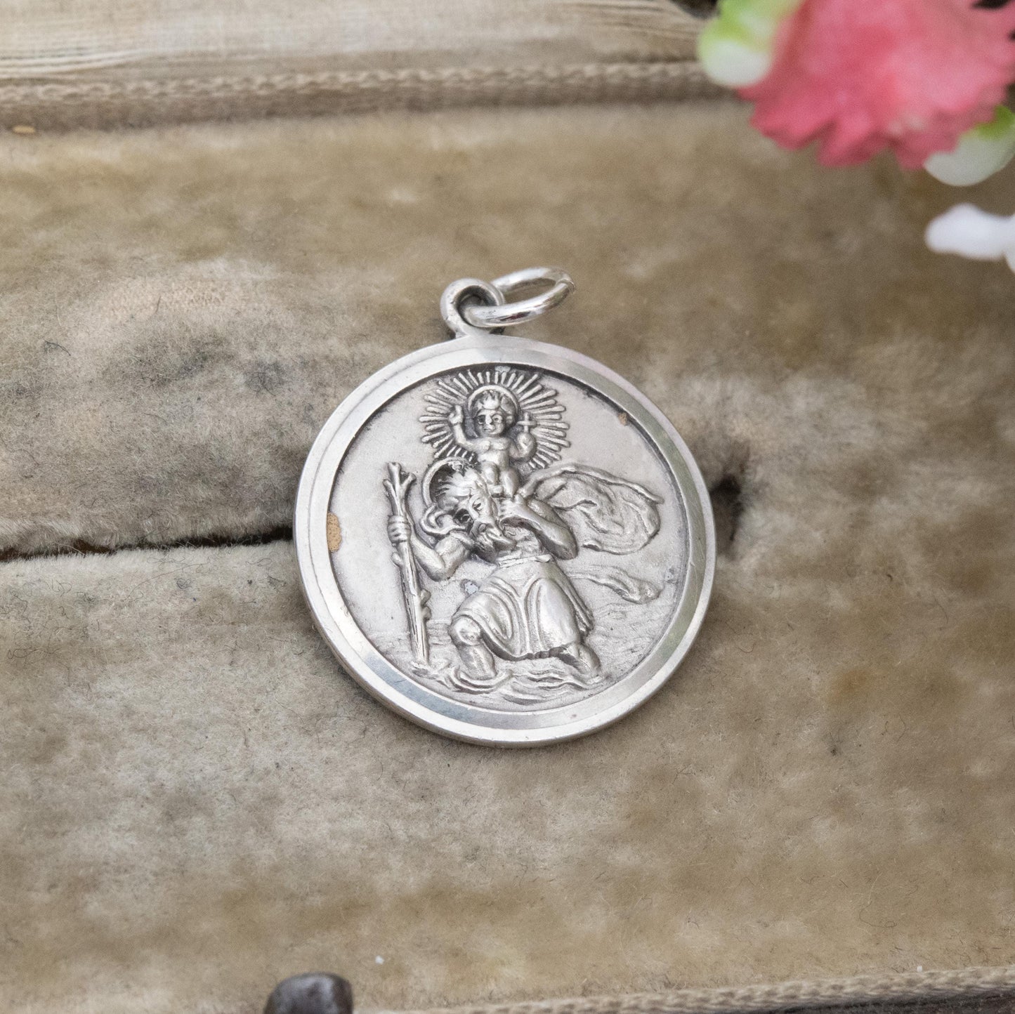 Vintage Georg Jensen Sterling Silver St. Christopher Pendant - Embossed Relief | Saint of Travelling
