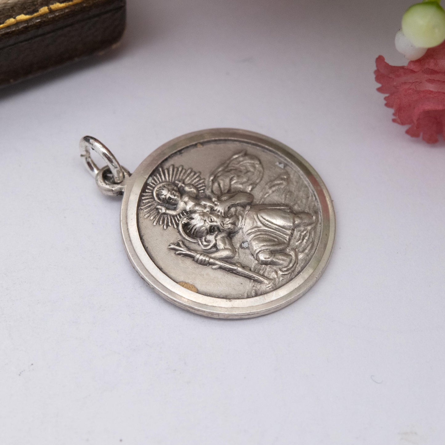 Vintage Georg Jensen Sterling Silver St. Christopher Pendant - Embossed Relief | Saint of Travelling