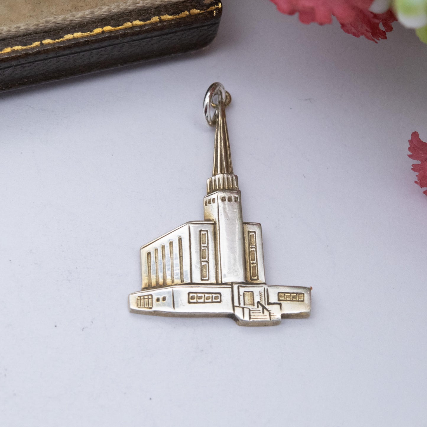 Vintage Gold Plated Sterling Silver London England Temple Charm Pendant - Church of the Latter-Day Saints | Souvenir Gift for Charm Bracelet
