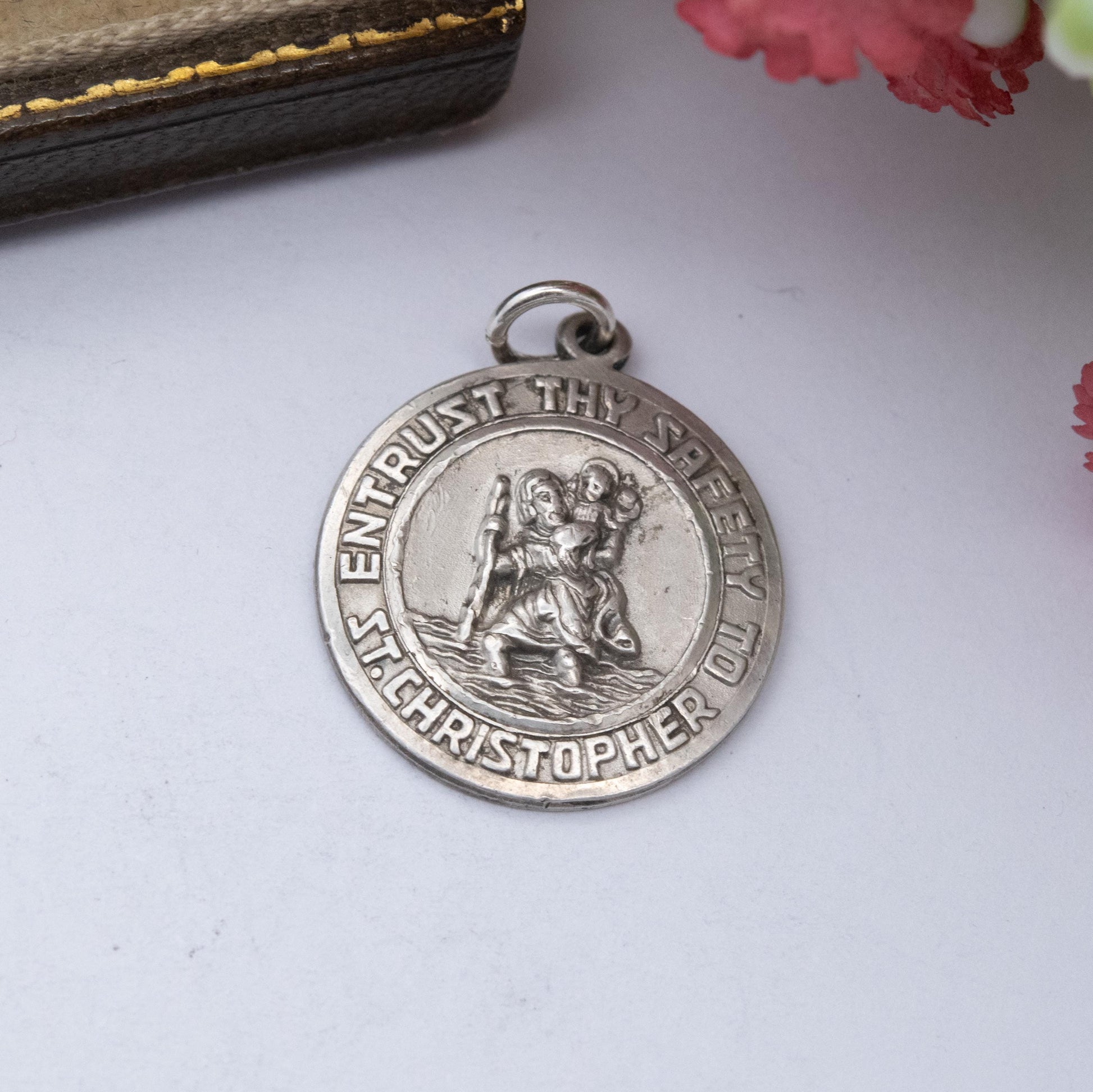 Vintage Georg Jensen Sterling Silver St. Christopher Pendant - Embossed Relief | Entrust Thy Safety to St. Christopher | Saint of Travelling