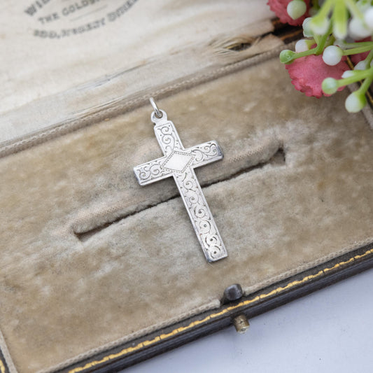 Vintage Sterling Silver Cross Pendant - Sweet Christening Jewellery Gift