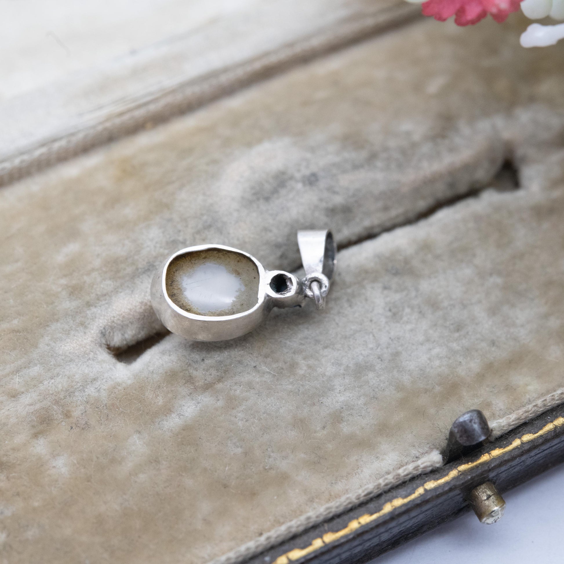Vintage Sterling Silver Sapphire and Moonstone Pendant - Gift for Her