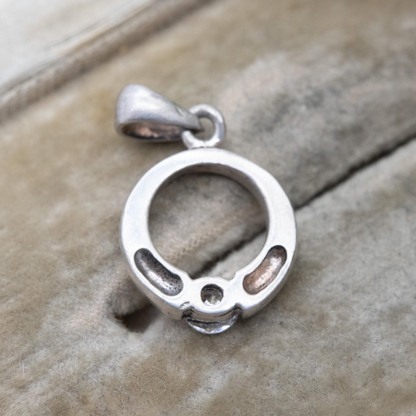 Sterling Silver CZ Hoop Pendant Charm - Minimalist Sparkly Clear Stone Jewellery | Gift for Necklace
