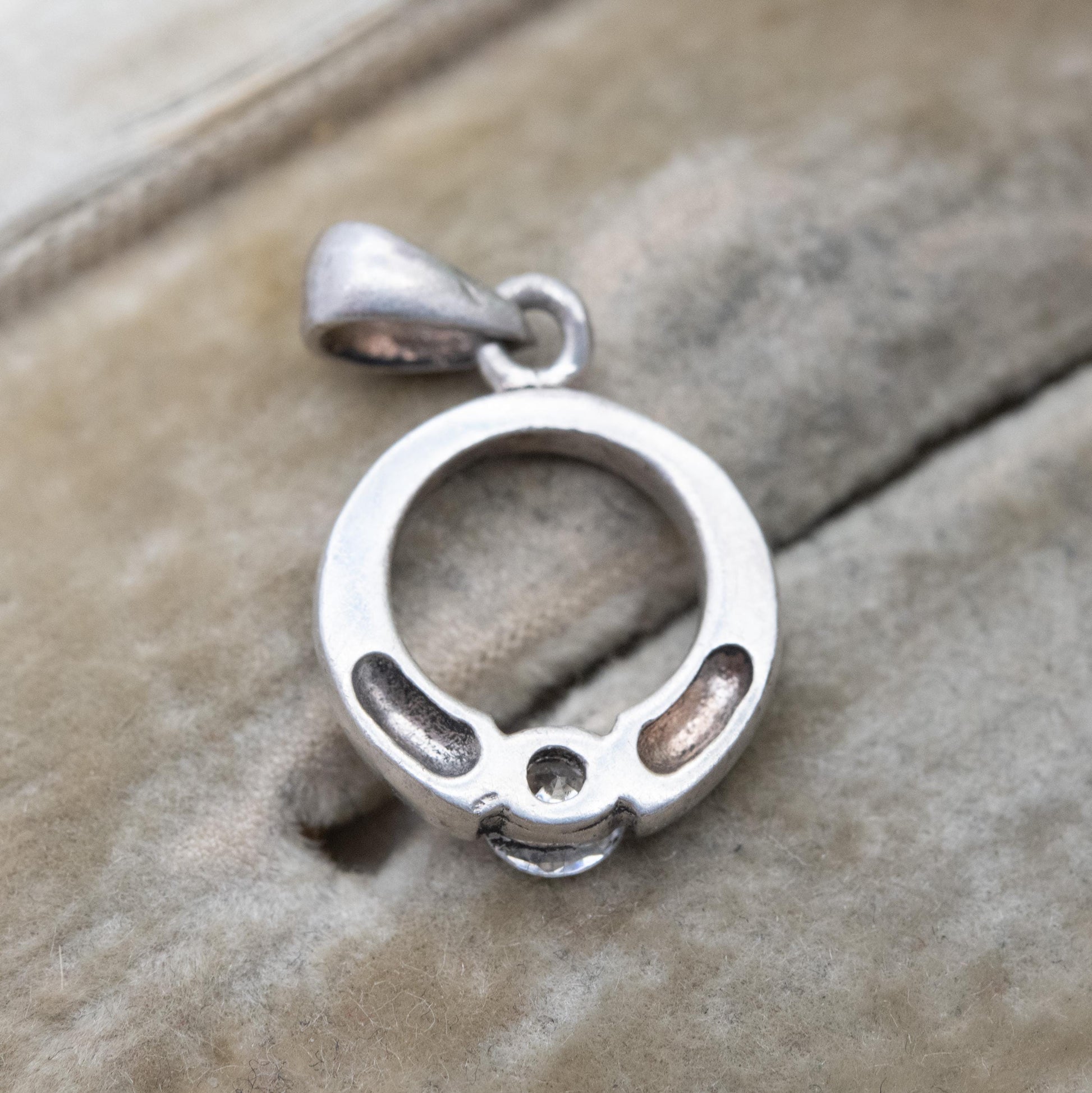 Sterling Silver CZ Hoop Pendant Charm - Minimalist Sparkly Clear Stone Jewellery | Gift for Necklace
