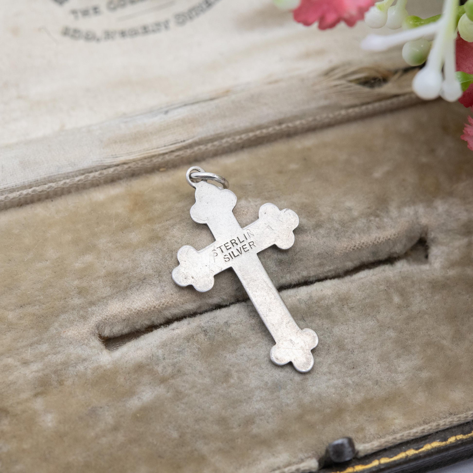 Vintage Sterling Silver Plain Cross Pendant - Bottony Cross | Simple Solid Silver Design | Gift for Baptism Christening