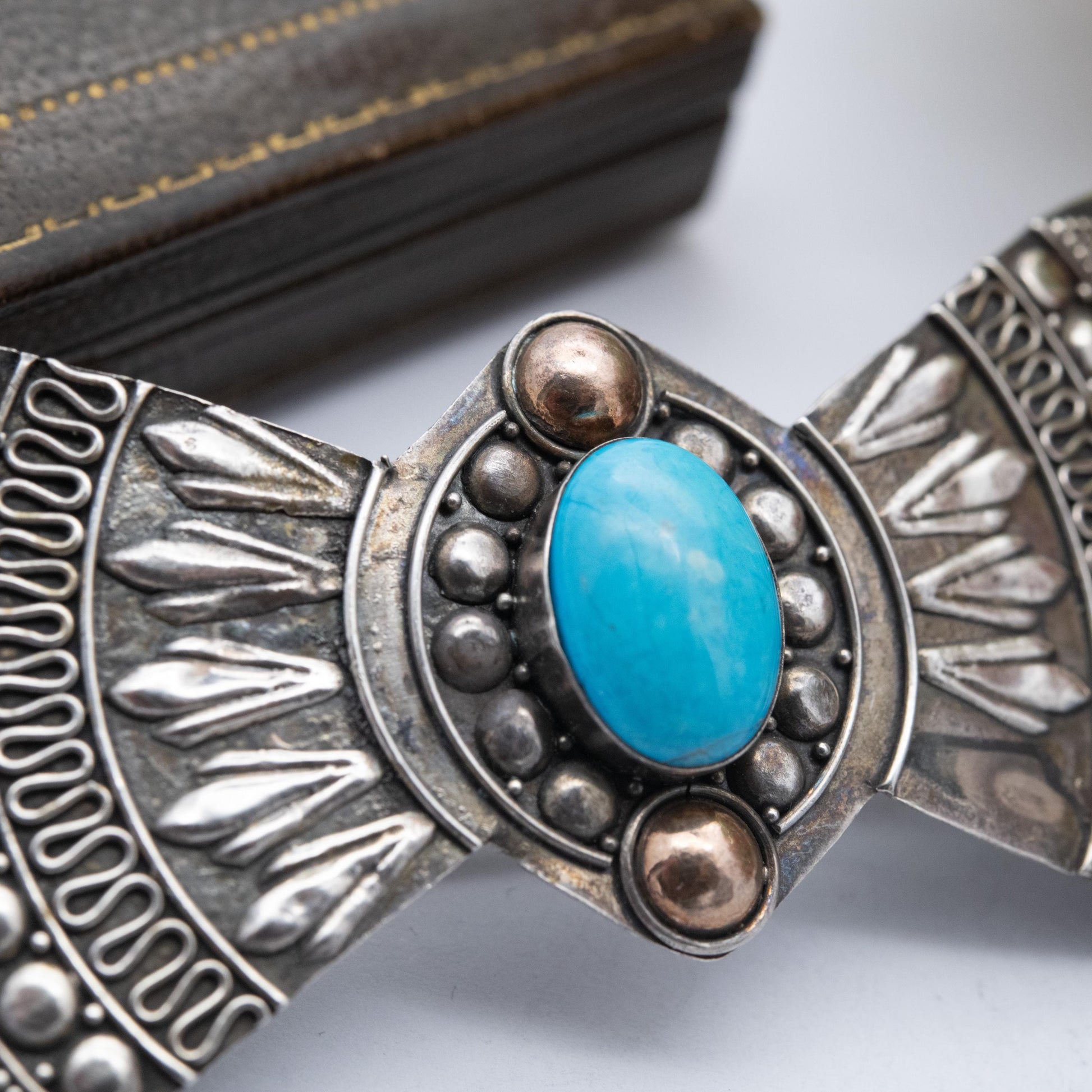 Vintage Sterling Silver Blue Stone Hair Clip - Detailed Scrolling and Beaded Pattern Design | Blue Gemstone Accessory Gift for Her