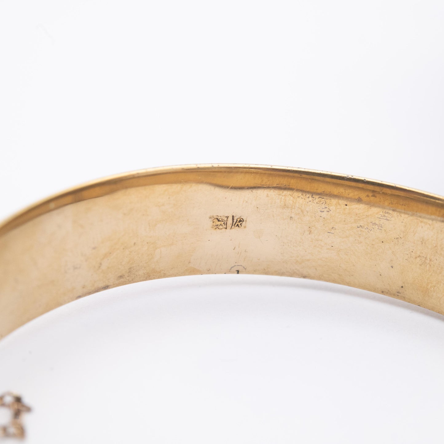 Vintage Sterling Silver Gold Plated Floral Bangle Bracelet 1966 - Chunky Victorian Aesthetic Scrolling Style