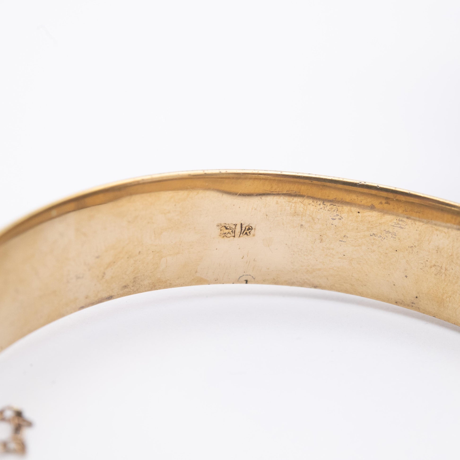 Vintage Sterling Silver Gold Plated Floral Bangle Bracelet 1966 - Chunky Victorian Aesthetic Scrolling Style