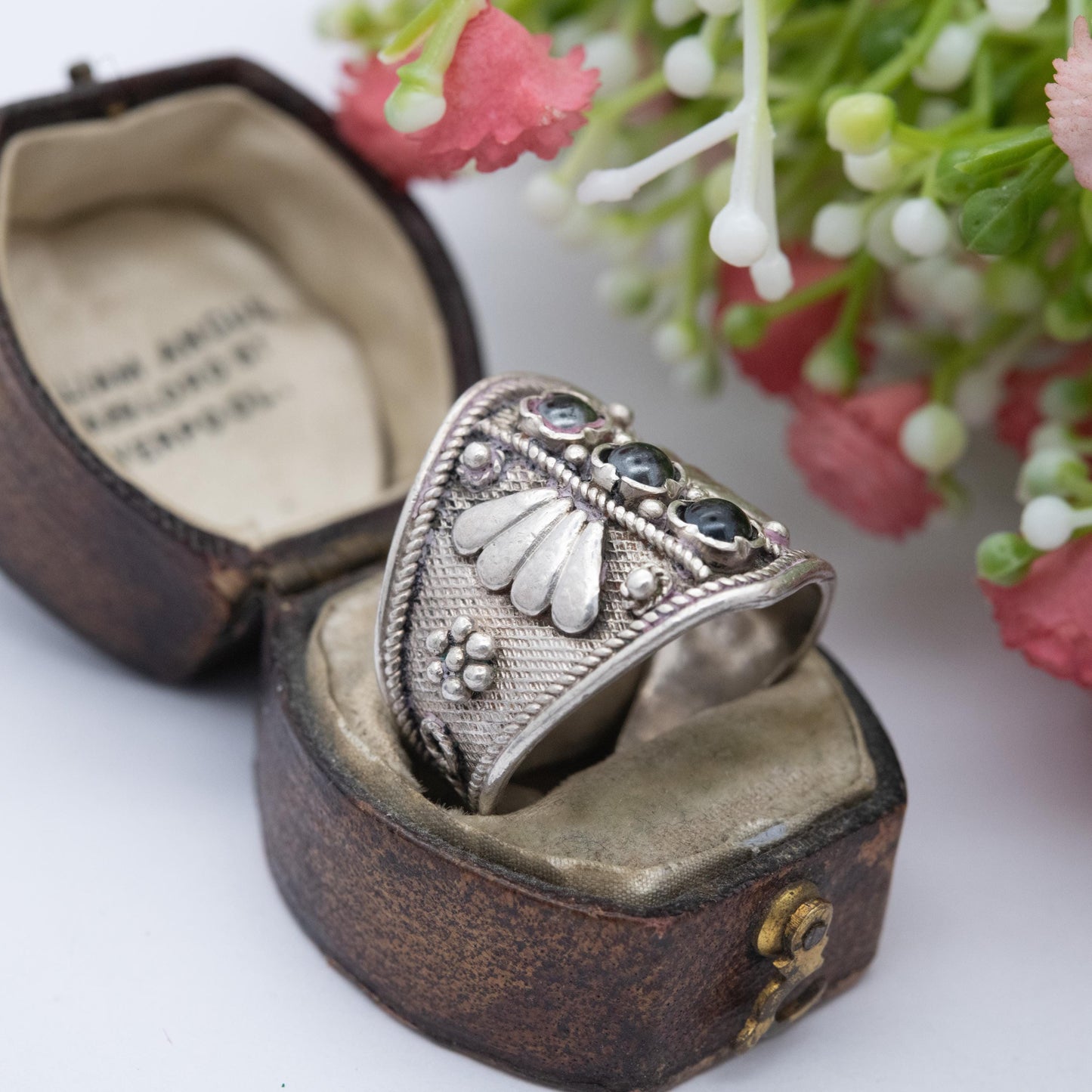 Vintage Sterling Silver Statement Ring with Open Band - Chunky Wire Work Cannetille Ring | UK Size - P | US Size - 7 3/4