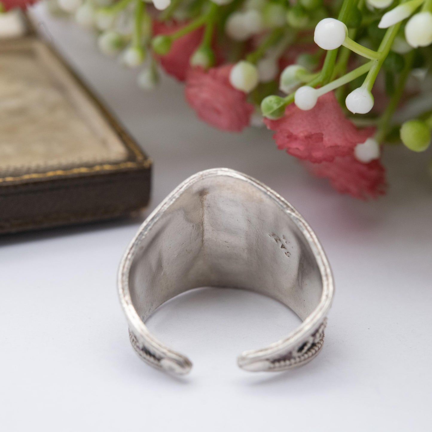 Vintage Sterling Silver Statement Ring with Open Band - Chunky Wire Work Cannetille Ring | UK Size - P | US Size - 7 3/4
