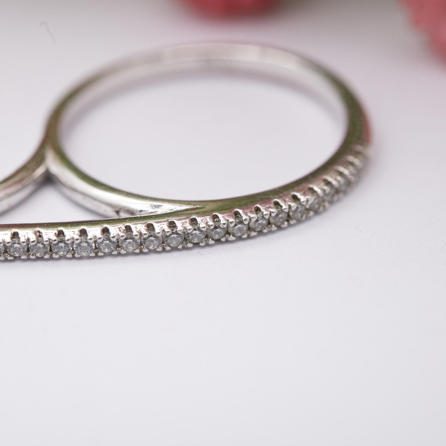 Sterling Silver Three Fingers Ring - Pavé Set Clear Stone Bar Ring | UK Size - K to P | US Size - 5 to 8