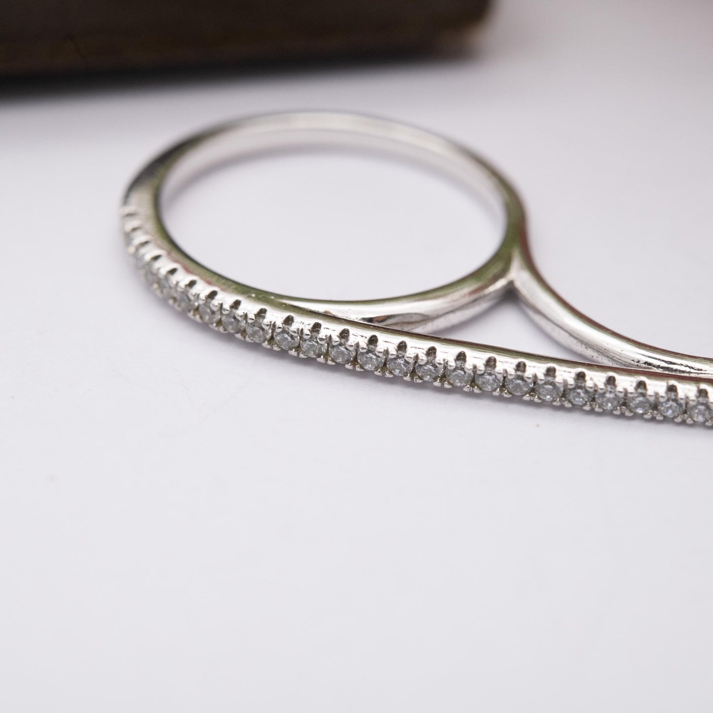 Sterling Silver Three Fingers Ring - Pavé Set Clear Stone Bar Ring | UK Size - K to P | US Size - 5 to 8