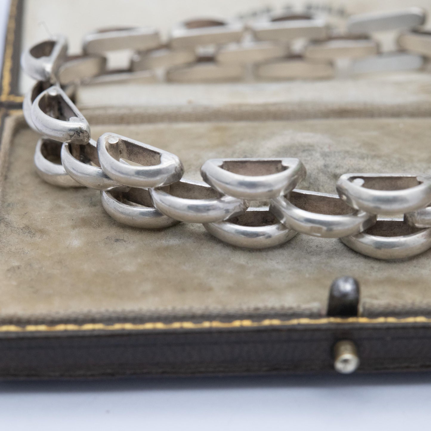 Vintage Egyptian Silver Panther Link Bracelet - Chunky Unisex Everyday Silver Jewellery
