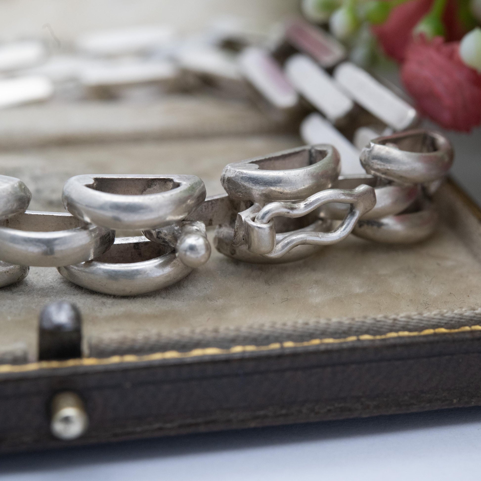 Vintage Egyptian Silver Panther Link Bracelet - Chunky Unisex Everyday Silver Jewellery