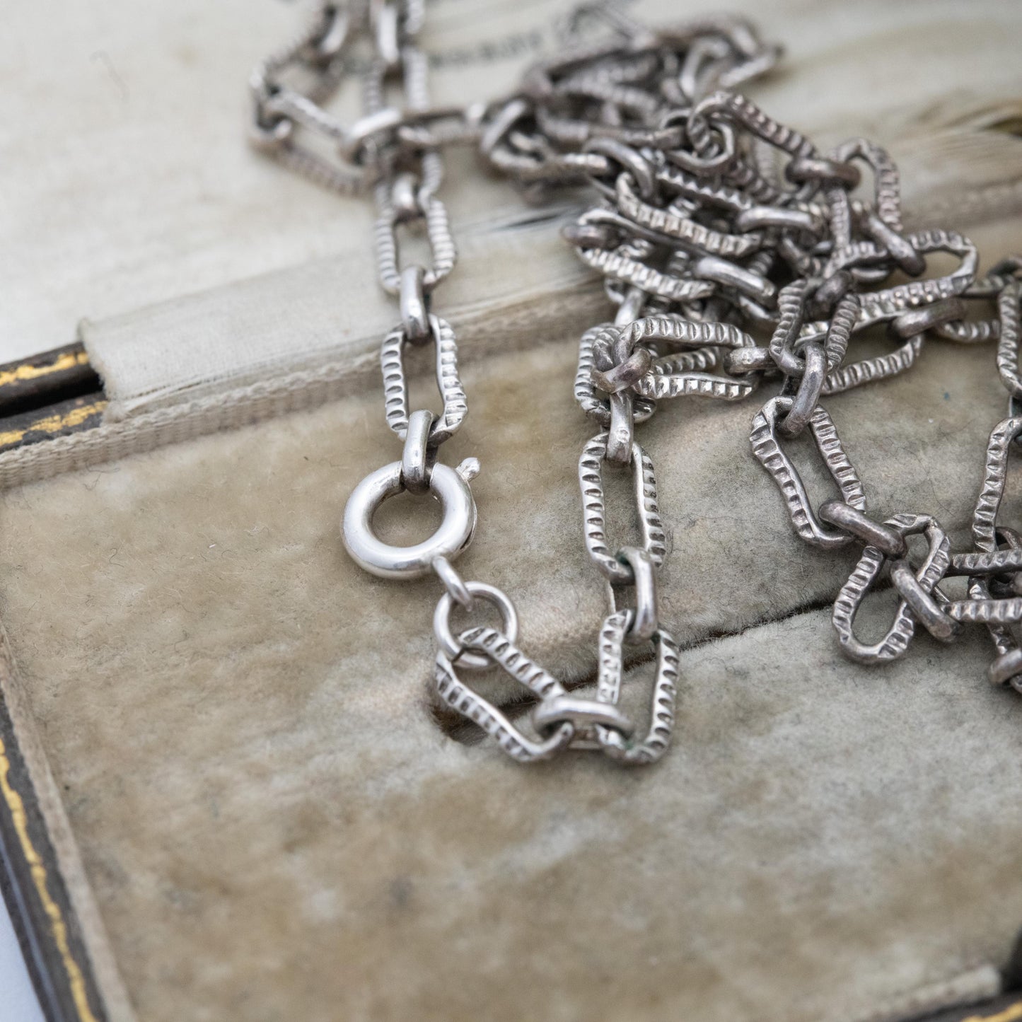 Vintage Sterling Silver Paper Clip Link Chain Necklace 21" - Textured Unisex Necklace