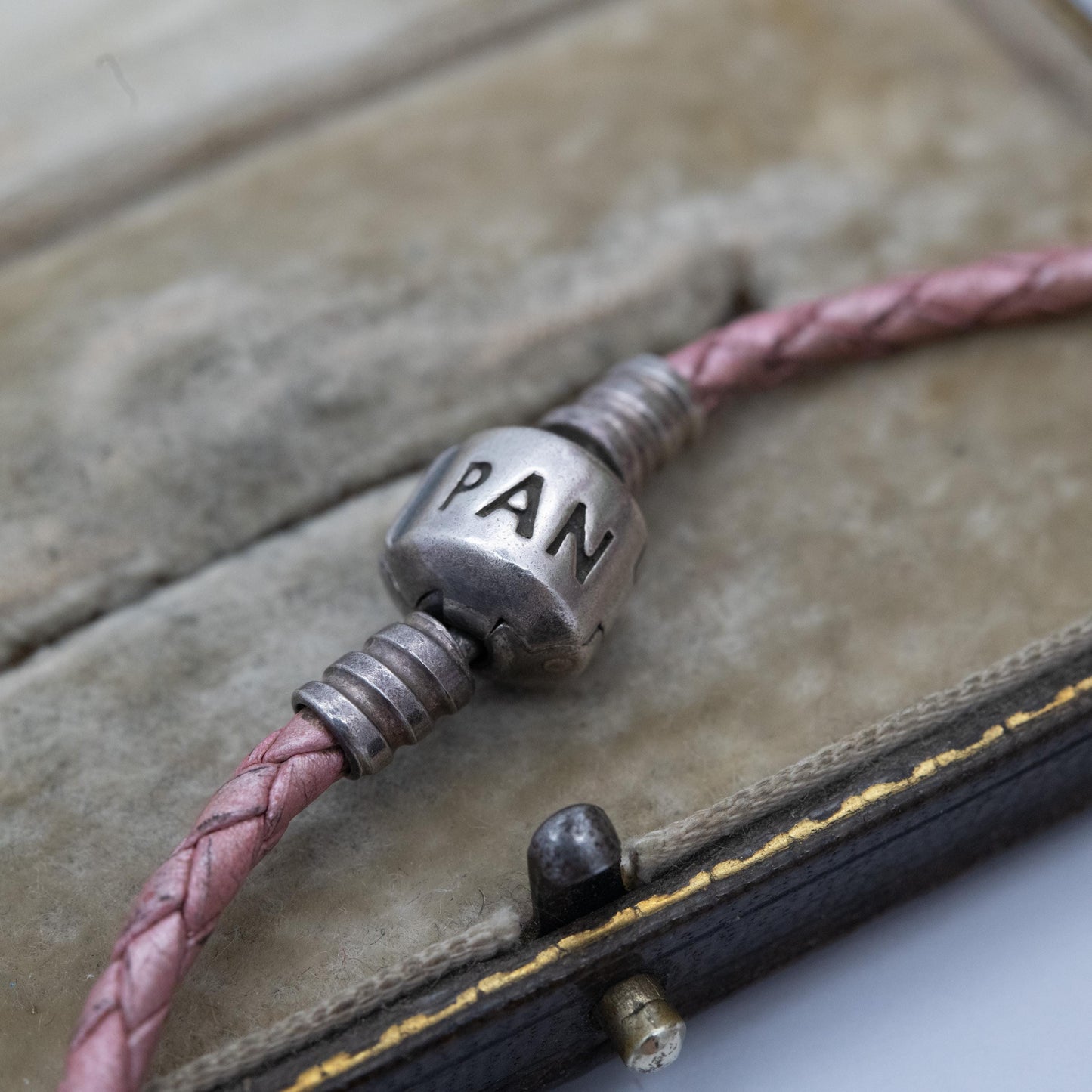 Pandora Sterling Silver Pink Leather Double Charm Bracelet with 2 Charms - 925 ALE Glass Bead | Branded Bracelet for Pandora Charms