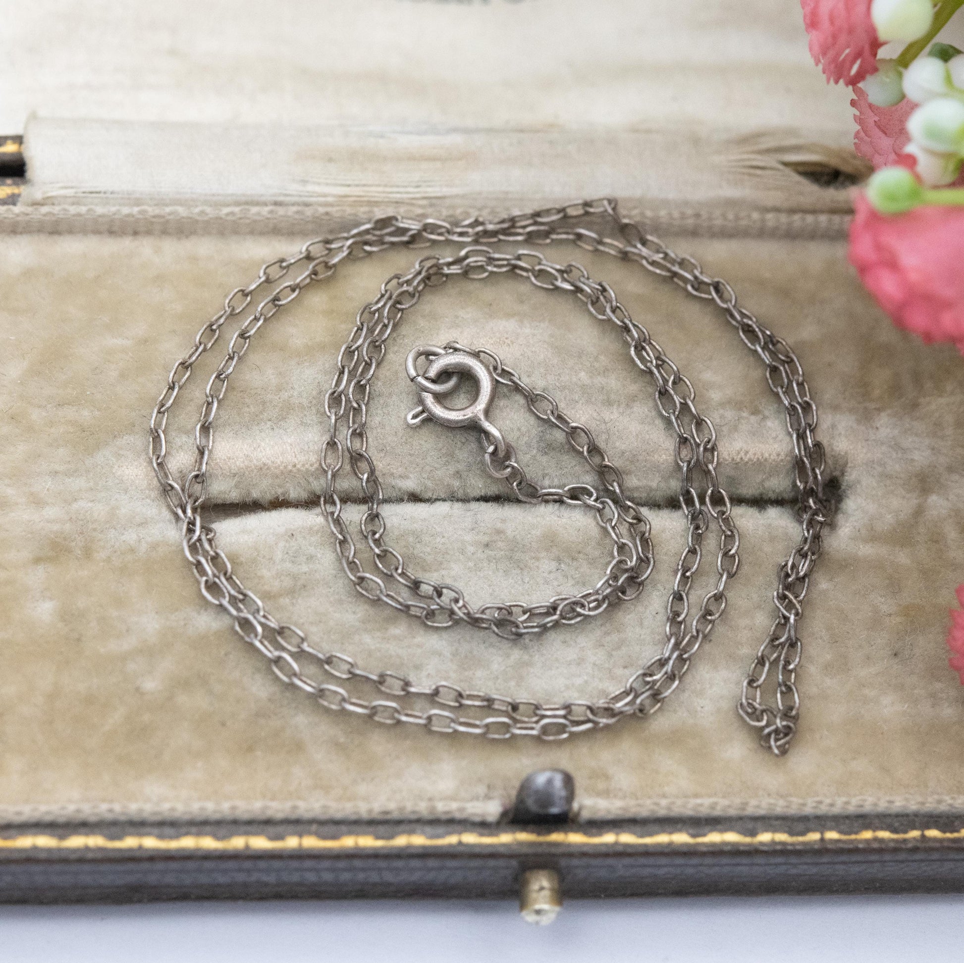Vintage Sterling Silver Trace Chain Necklace 20" - Thin Silver Necklace Cable Link | Unisex Necklace Gift