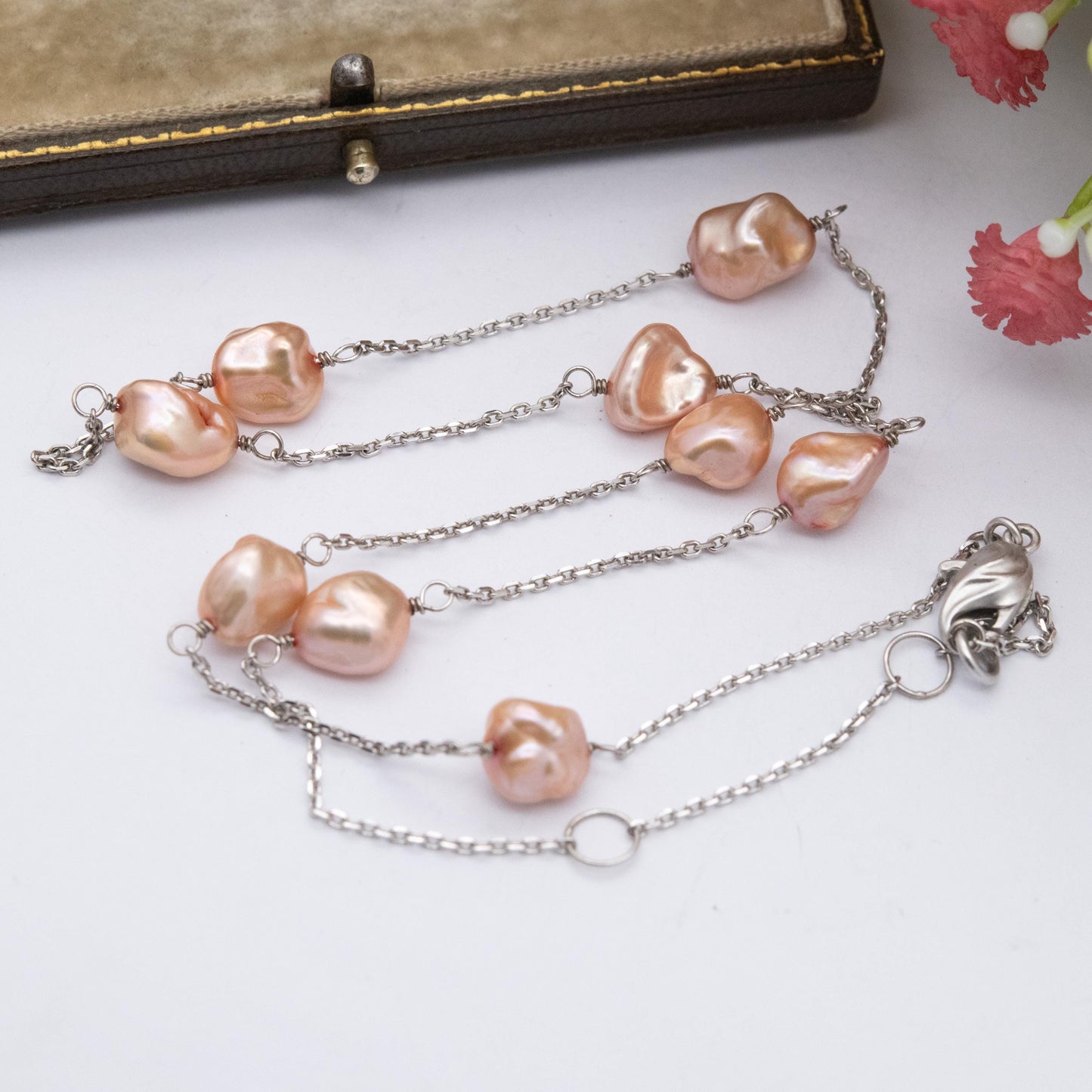Honora Sterling Silver Cultured Pearl Necklace - Pink Pearls | Pretty Silver Jewellery Gift for Her