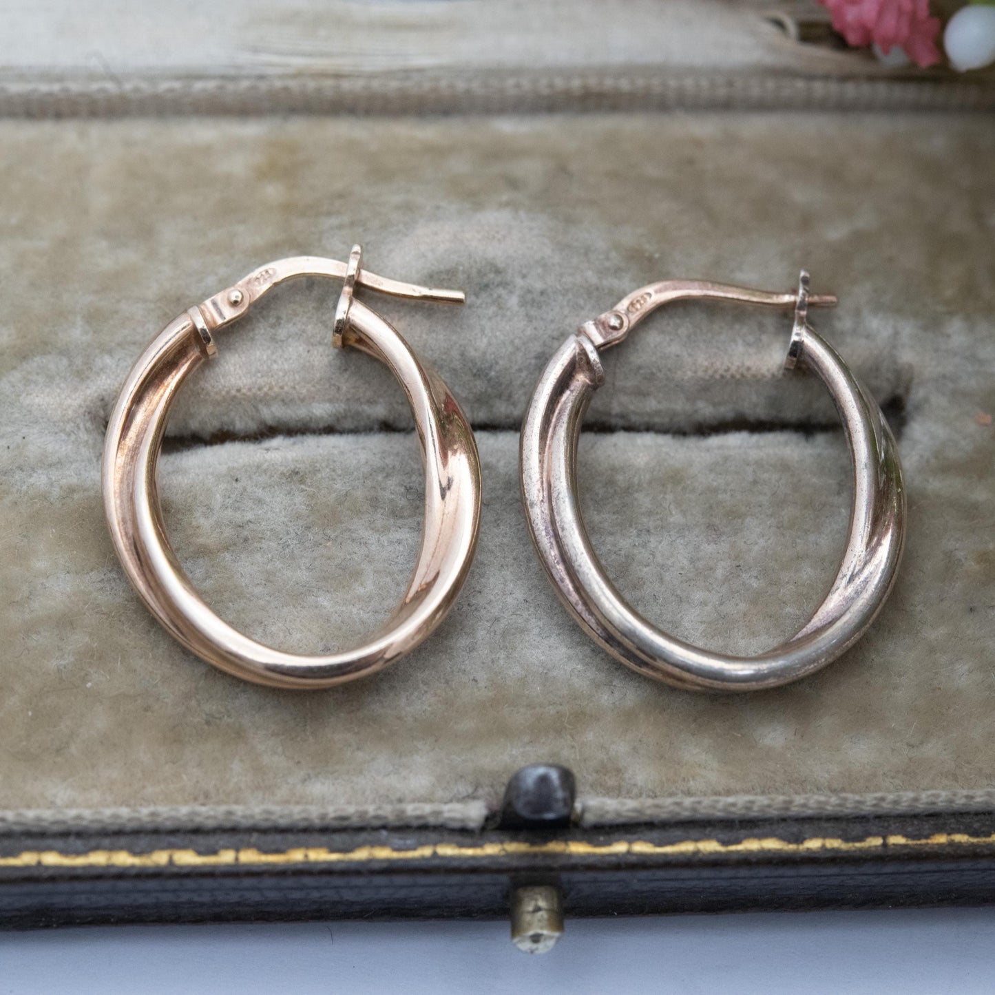 Vintage Sterling Silver Gold Plated Hoop Earrings - Twisted Minimalist Design | Everyday Jewellery | Gift for Her