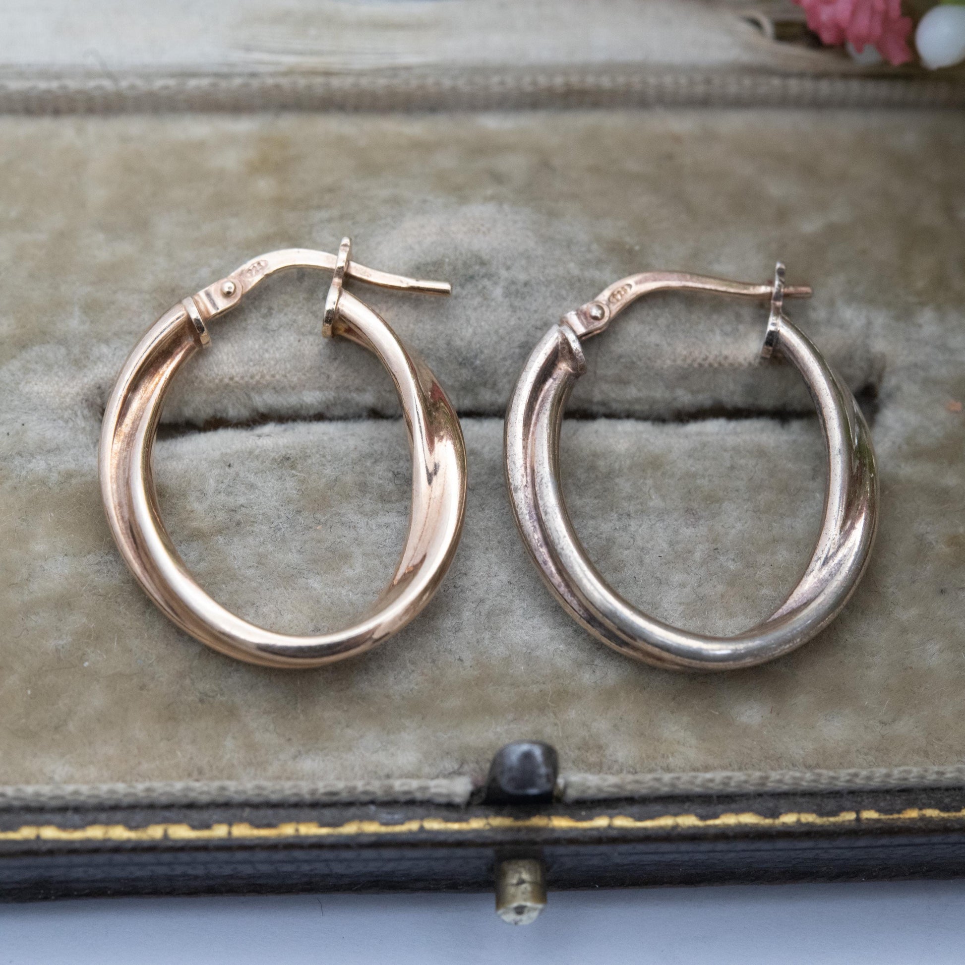 Vintage Sterling Silver Gold Plated Hoop Earrings - Twisted Minimalist Design | Everyday Jewellery | Gift for Her