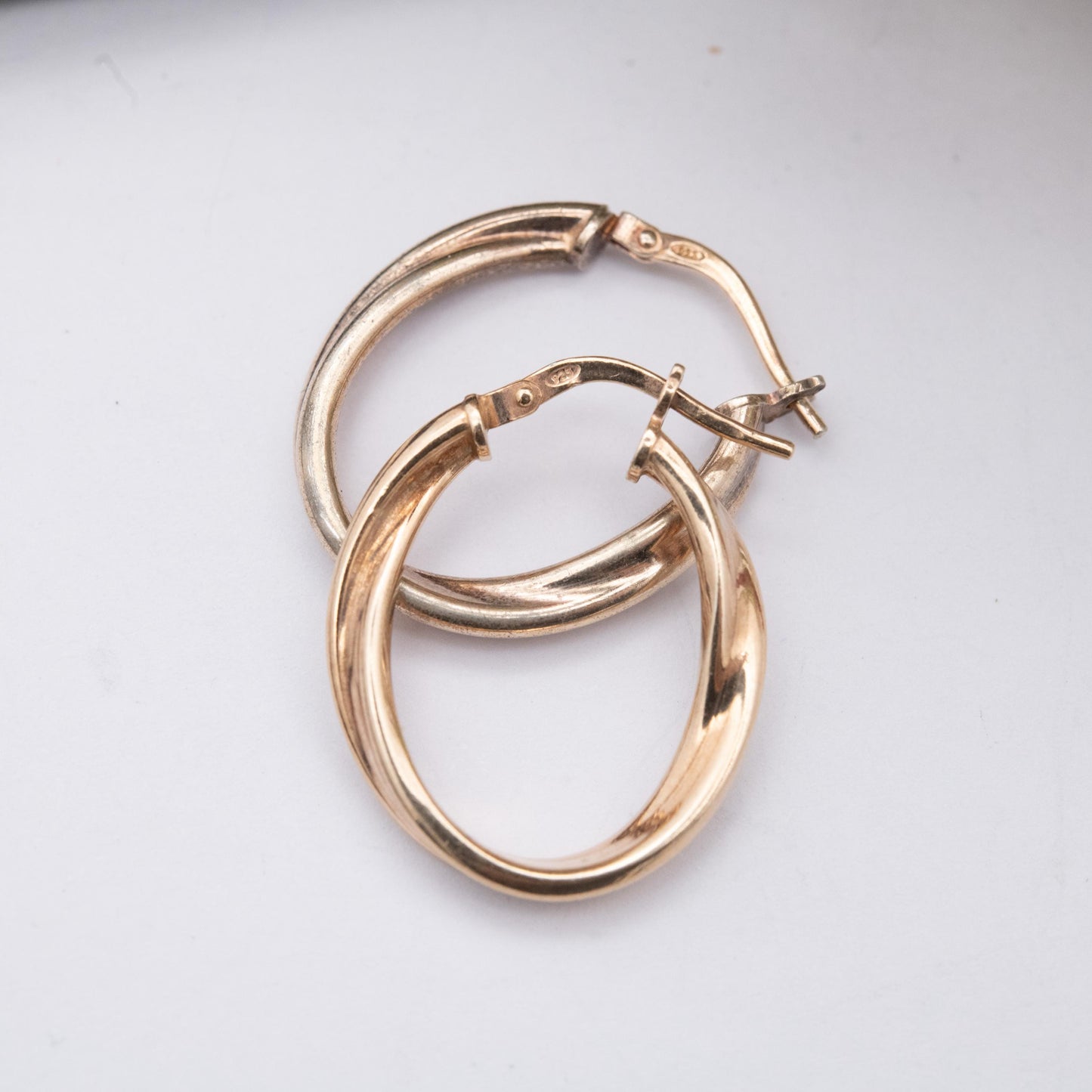 Vintage Sterling Silver Gold Plated Hoop Earrings - Twisted Minimalist Design | Everyday Jewellery | Gift for Her