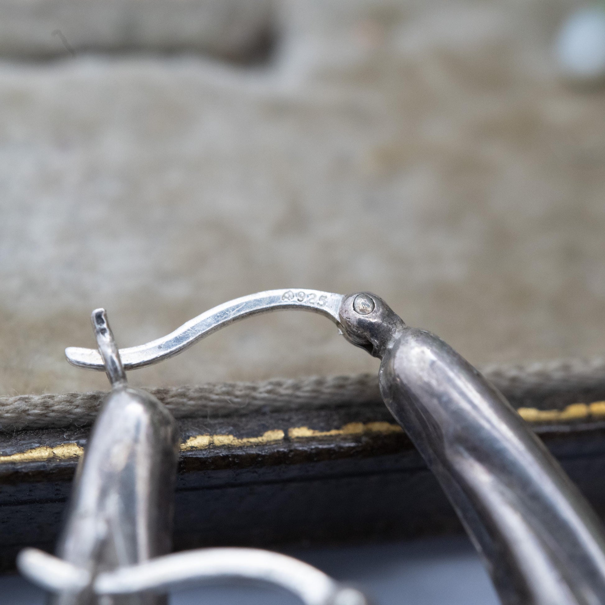 Vintage Sterling Silver Gold Plated Hoop Earrings - Chunky Minimalist Fabric Knot Design | Everyday Jewellery Gift for Her