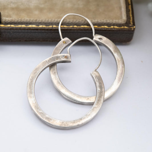 Vintage Mexican Sterling Silver Hoop Earrings - Minimalist Design | Everyday Jewellery Gift for Her