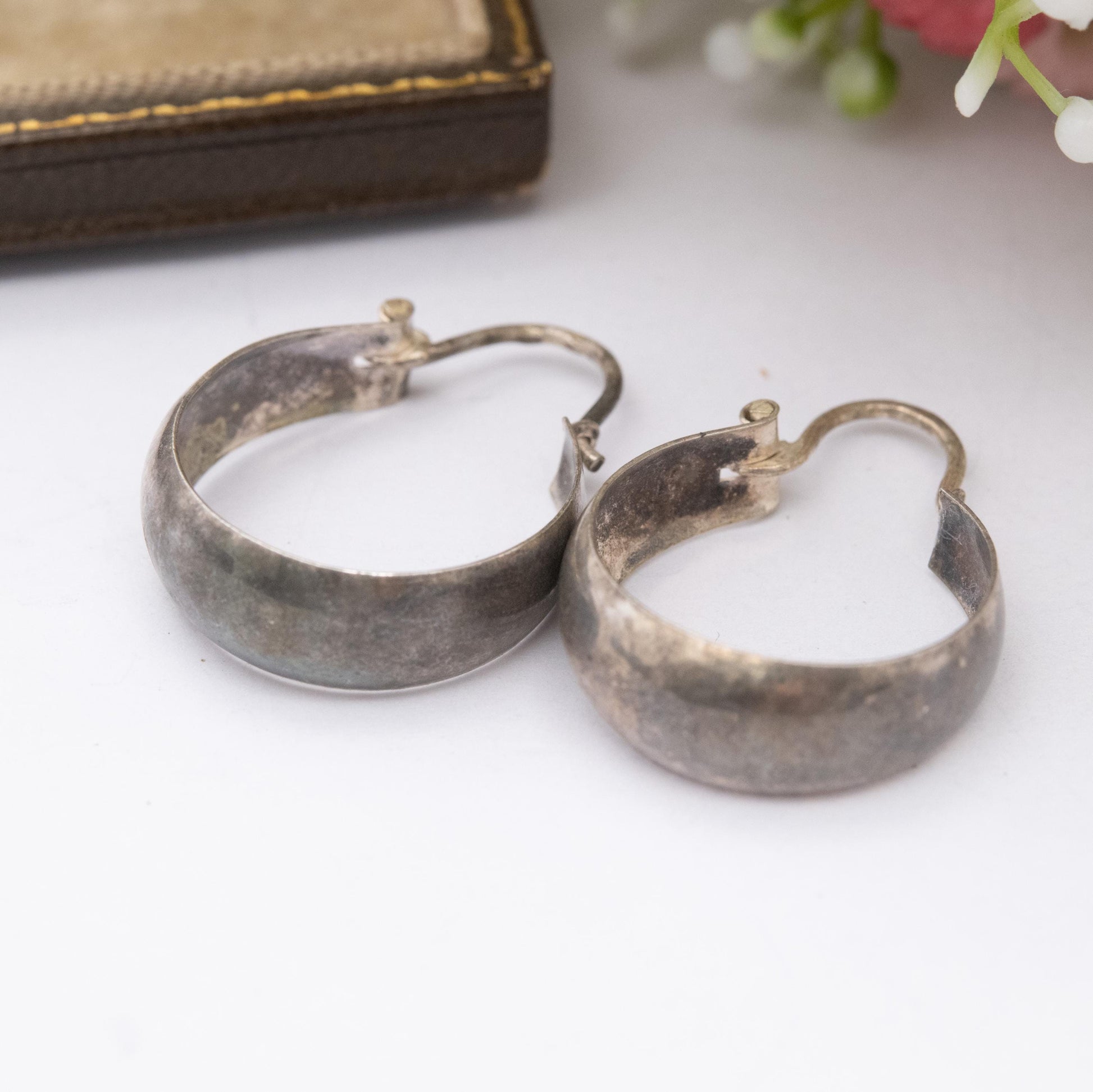 Vintage Sterling Silver Hoop Earrings - Minimalist Design | Everyday Jewellery | Gift for Her