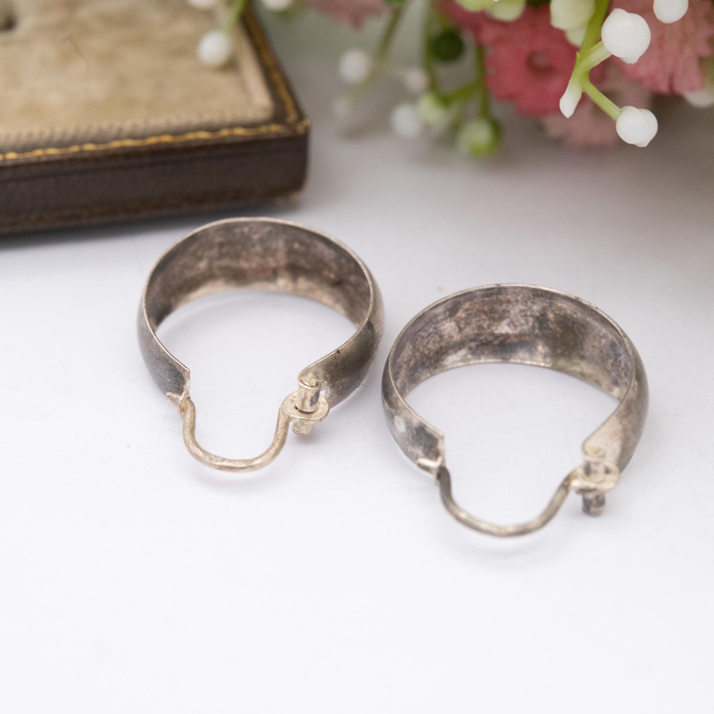 Vintage Sterling Silver Hoop Earrings - Minimalist Design | Everyday Jewellery | Gift for Her