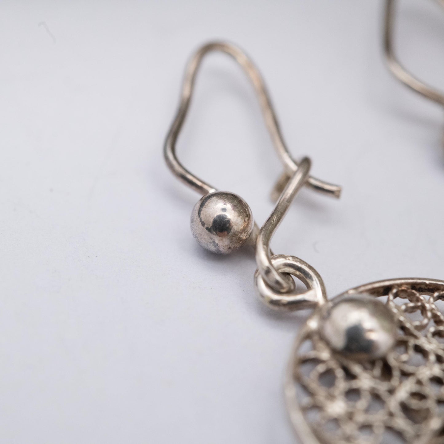 Vintage Sterling Silver Square Filigree Circle Drop Earrings - Ornate Openwork Design | Gift for Her