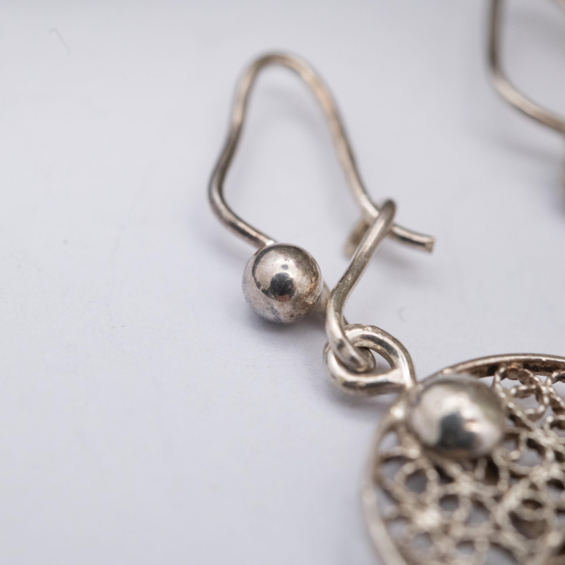 Vintage Sterling Silver Square Filigree Circle Drop Earrings - Ornate Openwork Design | Gift for Her