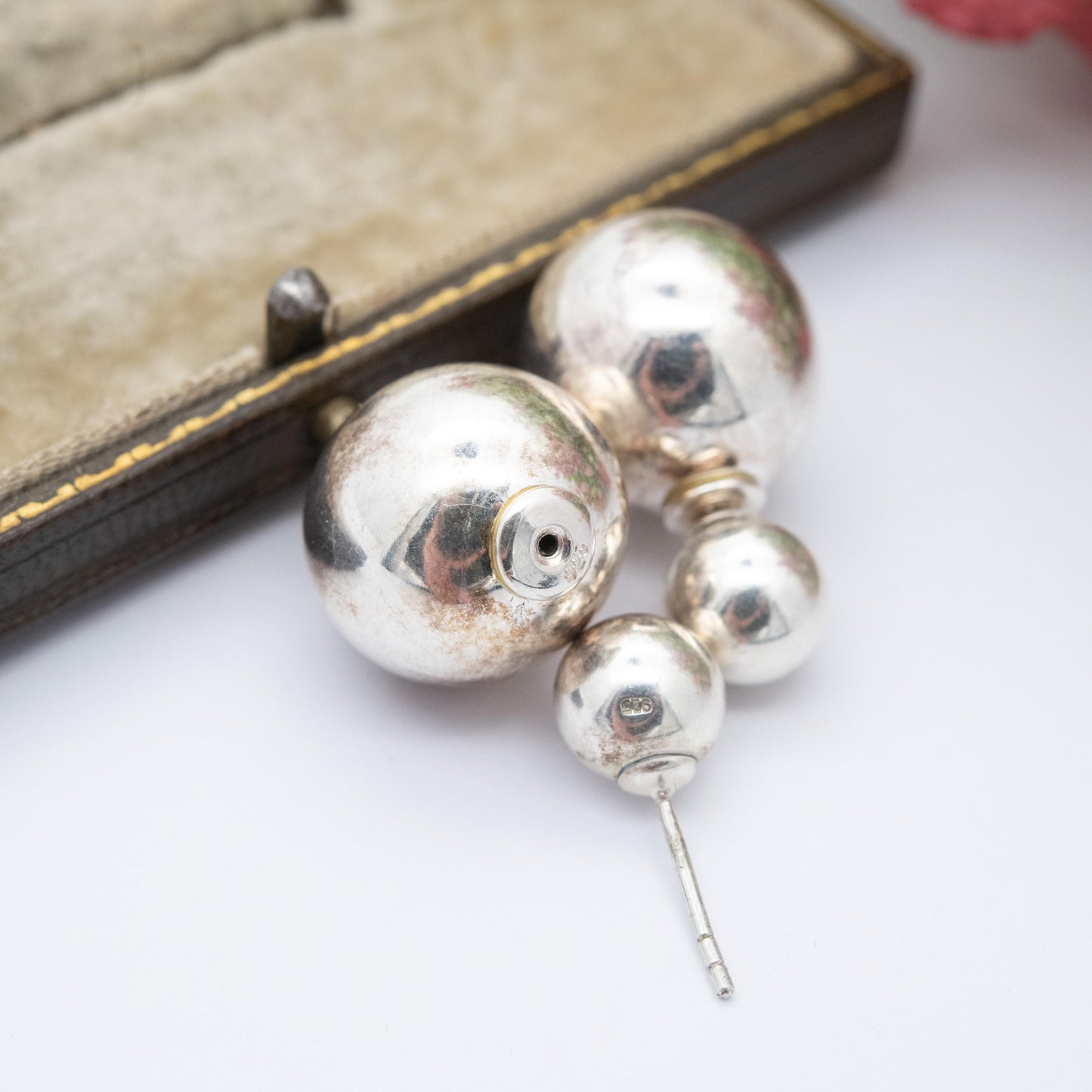 Vintage Sterling Silver Chunky Ball Earrings - Minimalist Sphere Design | Everyday Silver Earrings | Gift for Her