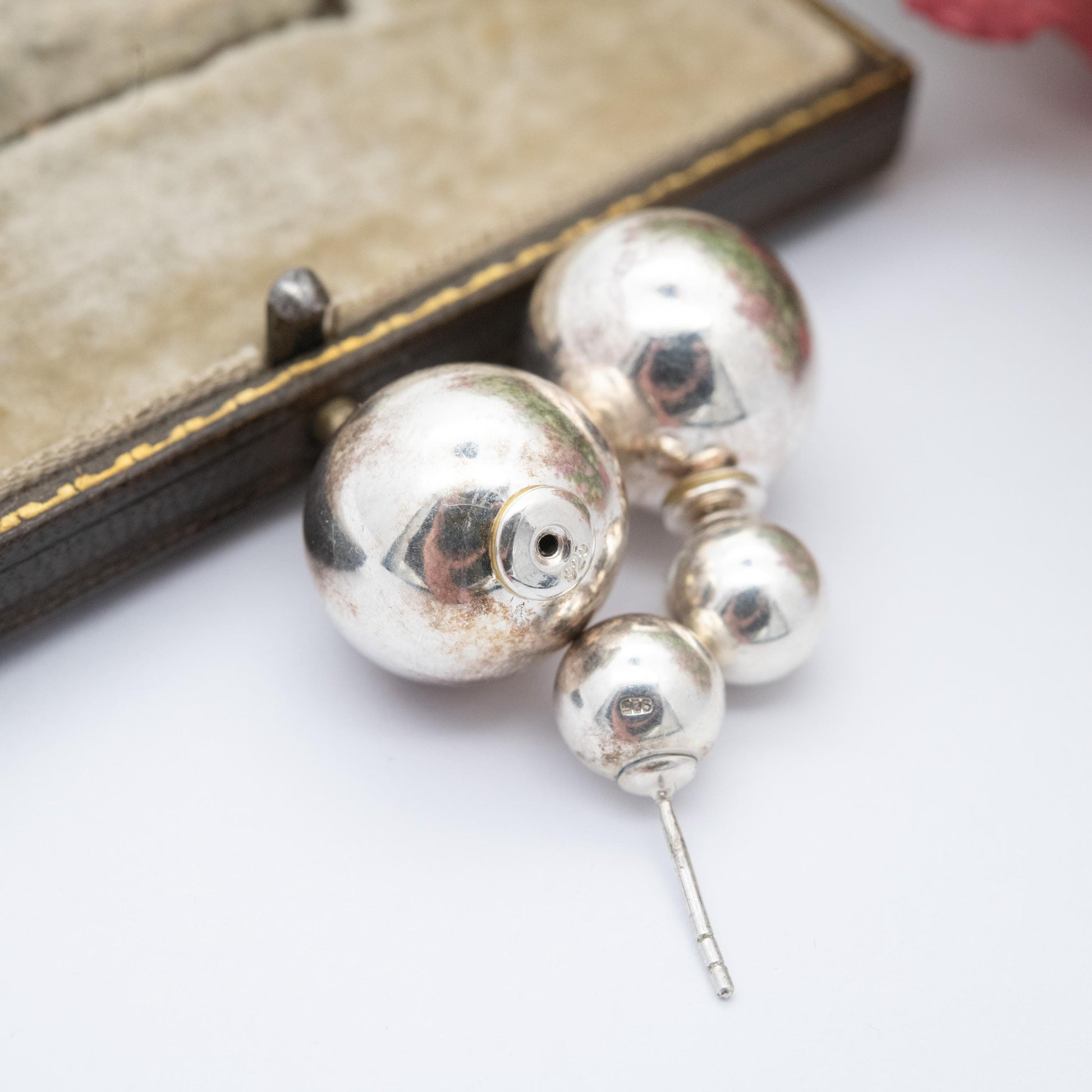 Vintage Sterling Silver Chunky Ball Earrings - Minimalist Sphere Design | Everyday Silver Earrings | Gift for Her
