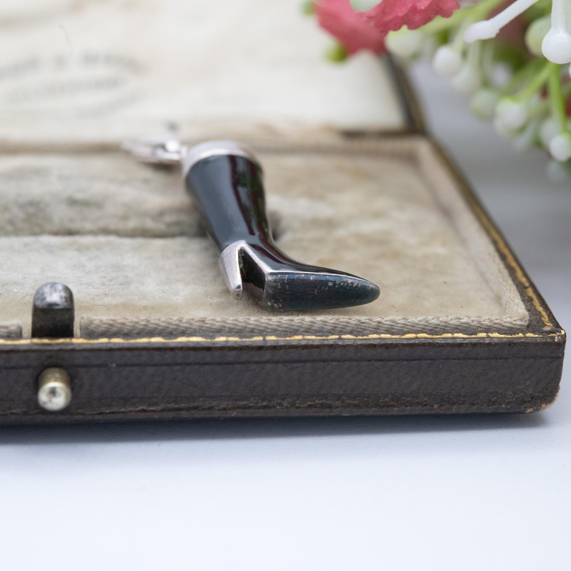 Sterling Silver Black Enamel High Heel Boot Charm Pendant - Gift for Charm Bracelet Necklace