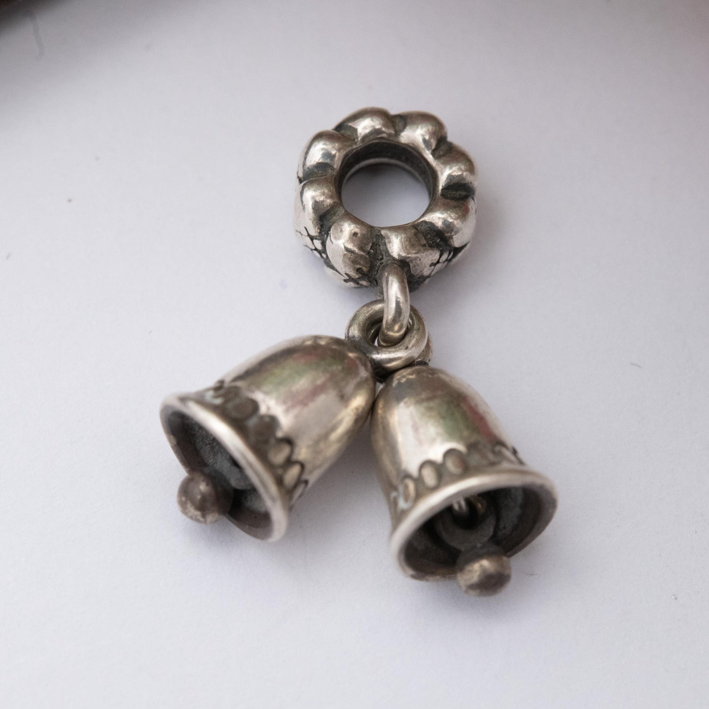 Sterling Silver Articulated Wedding Bells Charm Pendant