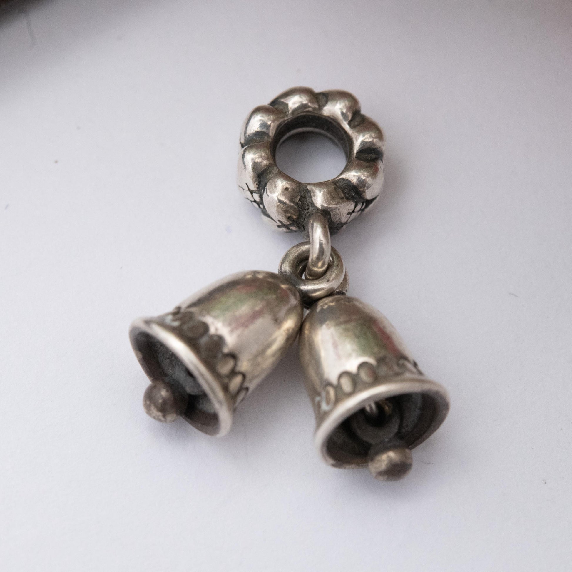 Sterling Silver Articulated Wedding Bells Charm Pendant