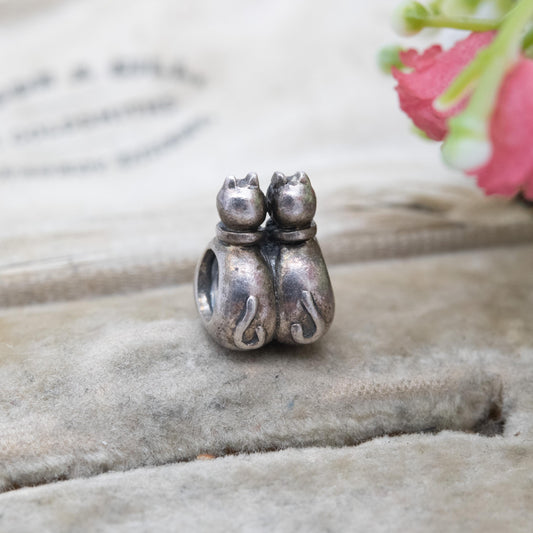 Chamilia Sterling Silver Cats Charm Pendant - Designer Gift for Charm Bracelet