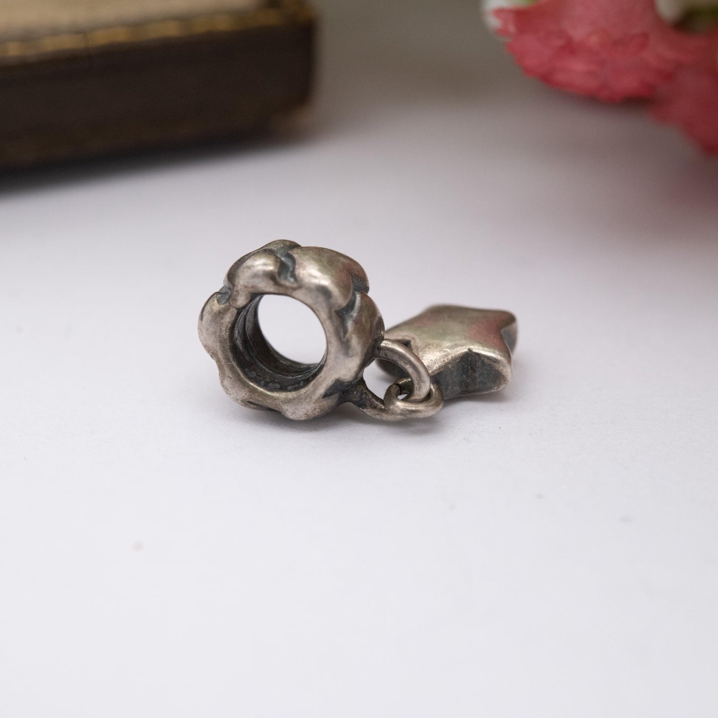 Pandora Sterling Silver Star and Heart Charm Pendant - Designer Gift for Charm Bracelet