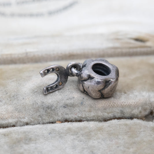 Sterling Silver Horse Shoe Love Heart Charm Pendant - Gift for Charm Bracelet