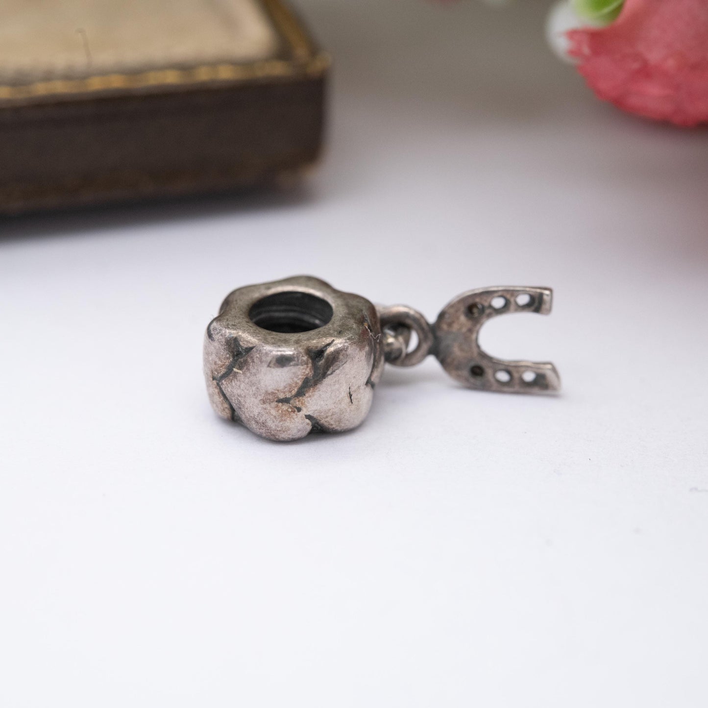 Sterling Silver Horse Shoe Love Heart Charm Pendant - Gift for Charm Bracelet