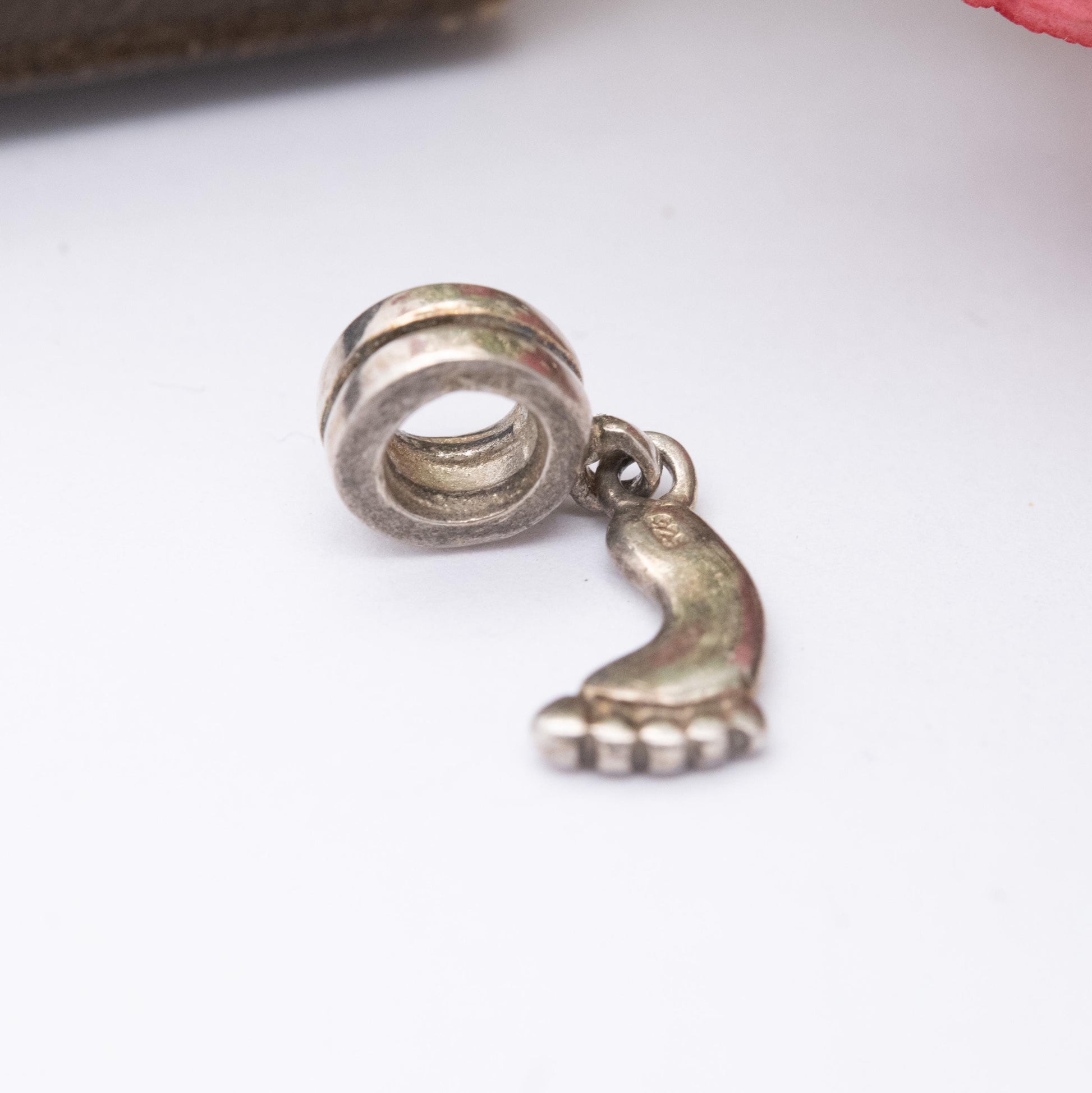 Sterling Silver Baby Foot Charm Pendant - Baby Shower Gift for Charm Bracelet